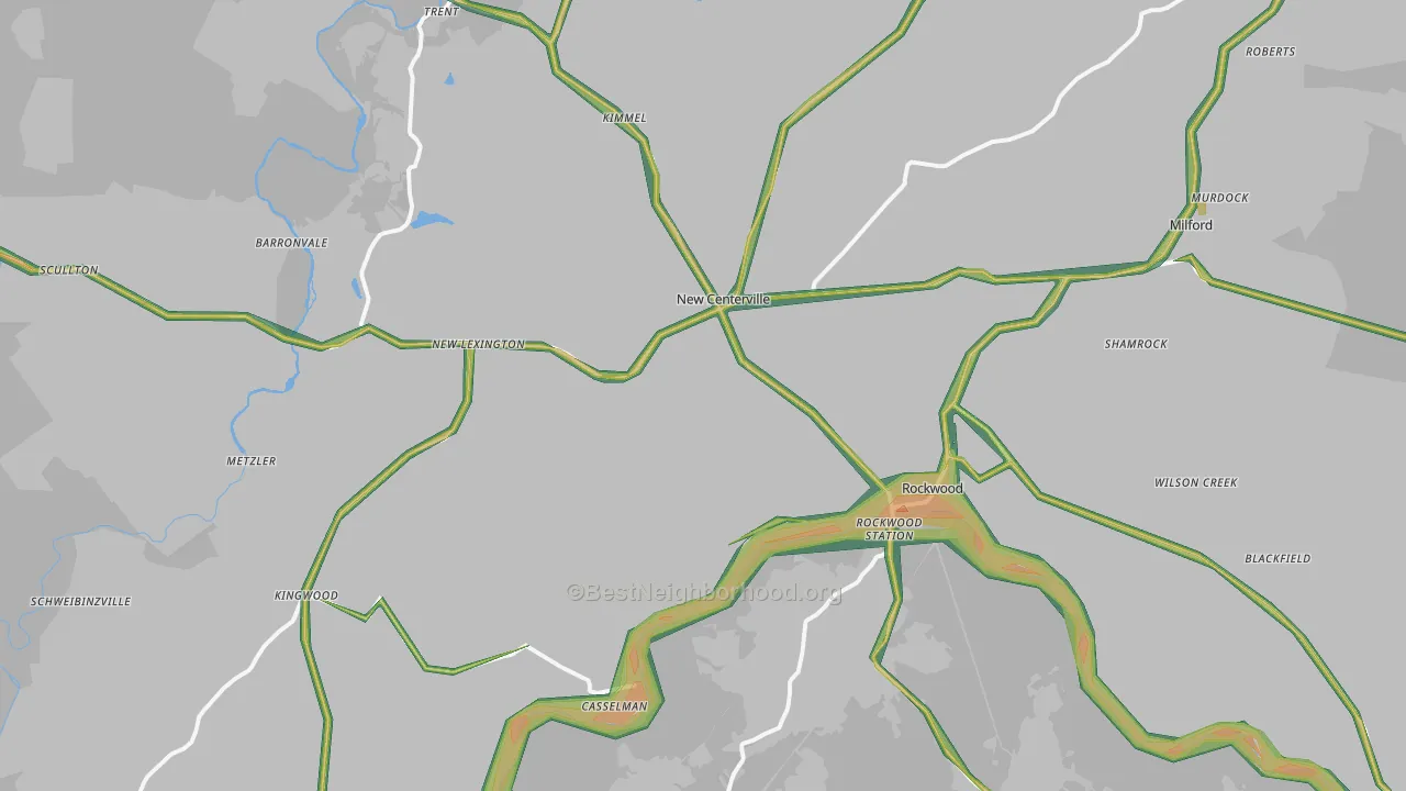 15557, PA Map of Noise Levels in 15557