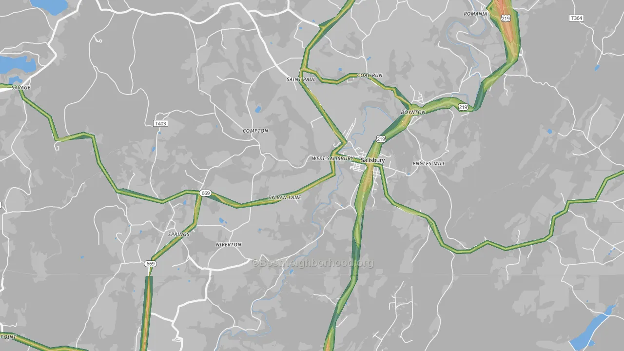 15558, PA Map of Noise Levels in 15558