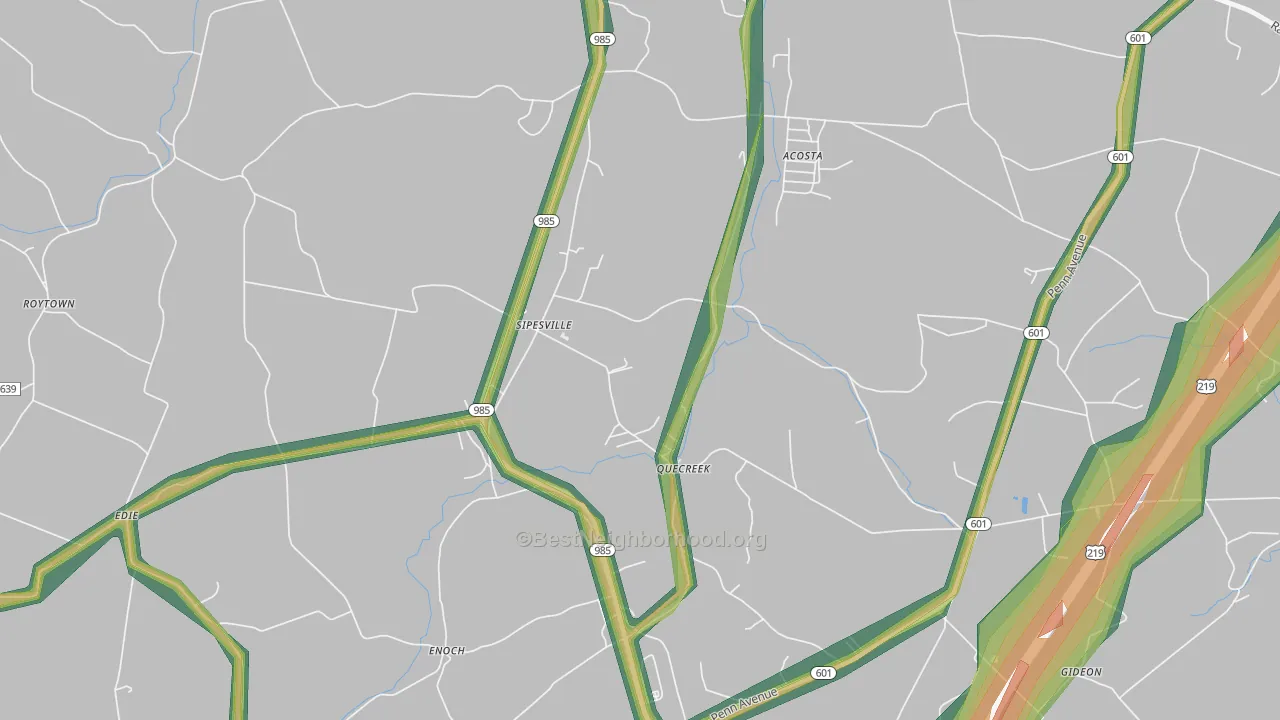 15561, PA Map of Noise Levels in 15561