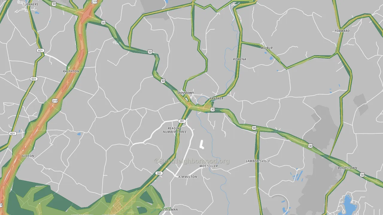 15563, PA Map of Noise Levels in 15563