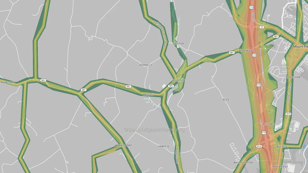 15612, PA Map of Noise Levels in 15612