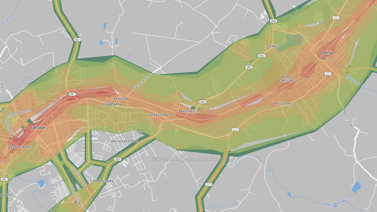15620, PA Map of Noise Levels in 15620