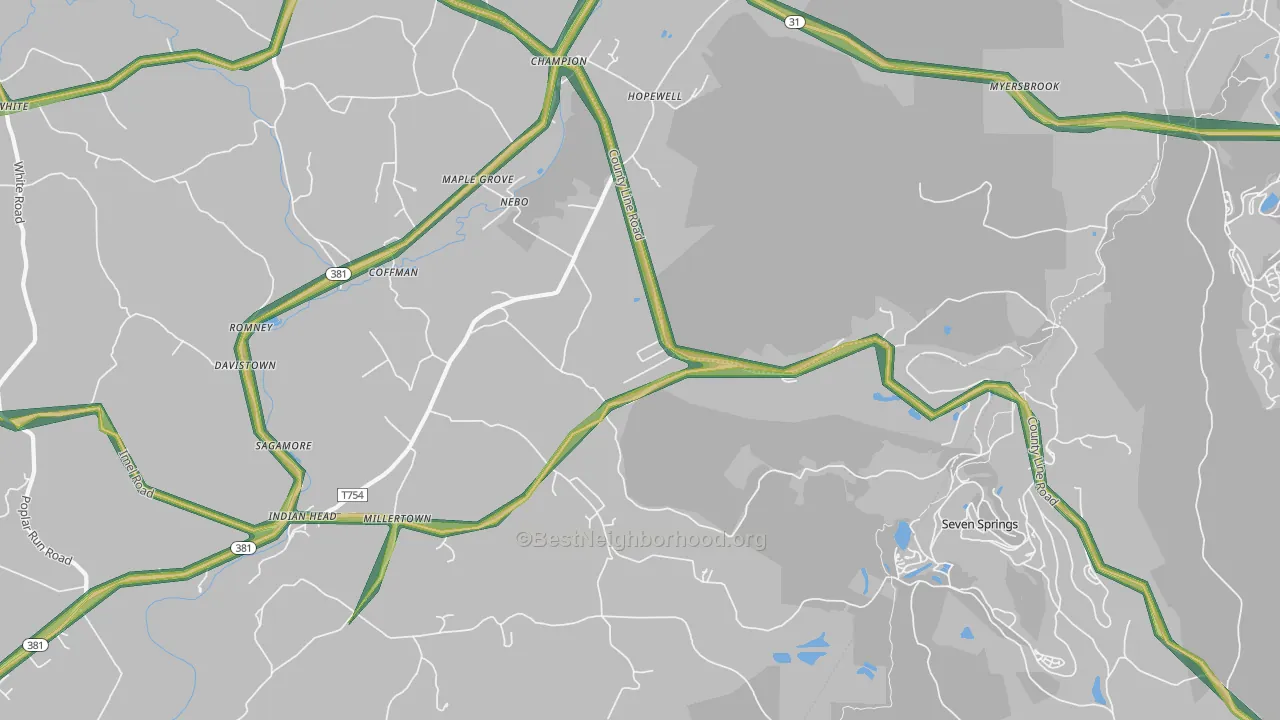 15622, PA Map of Noise Levels in 15622