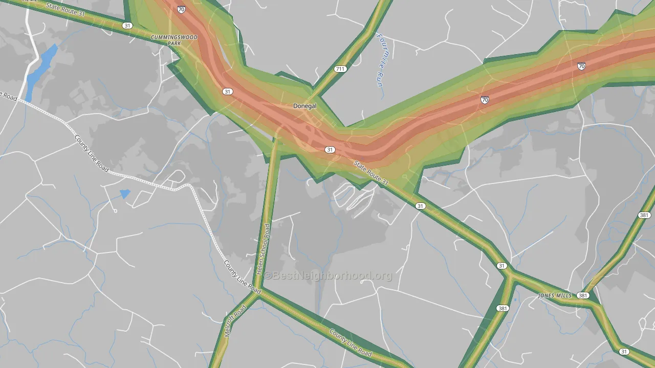 15628, PA Map of Noise Levels in 15628
