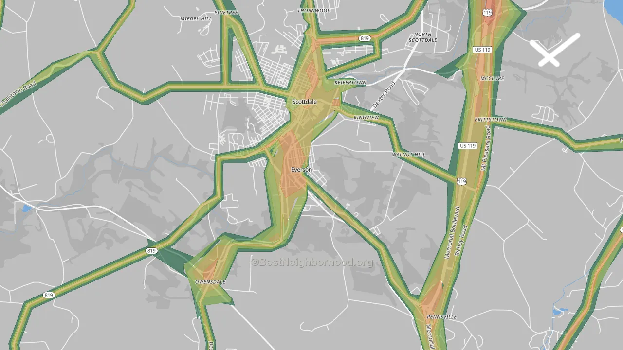 15631, PA Map of Noise Levels in 15631