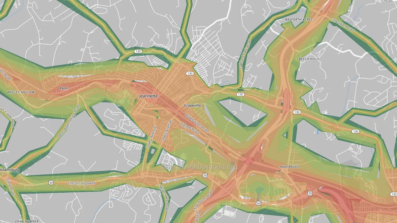 15634, PA Map of Noise Levels in 15634