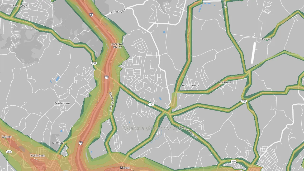 15636, PA Map of Noise Levels in 15636