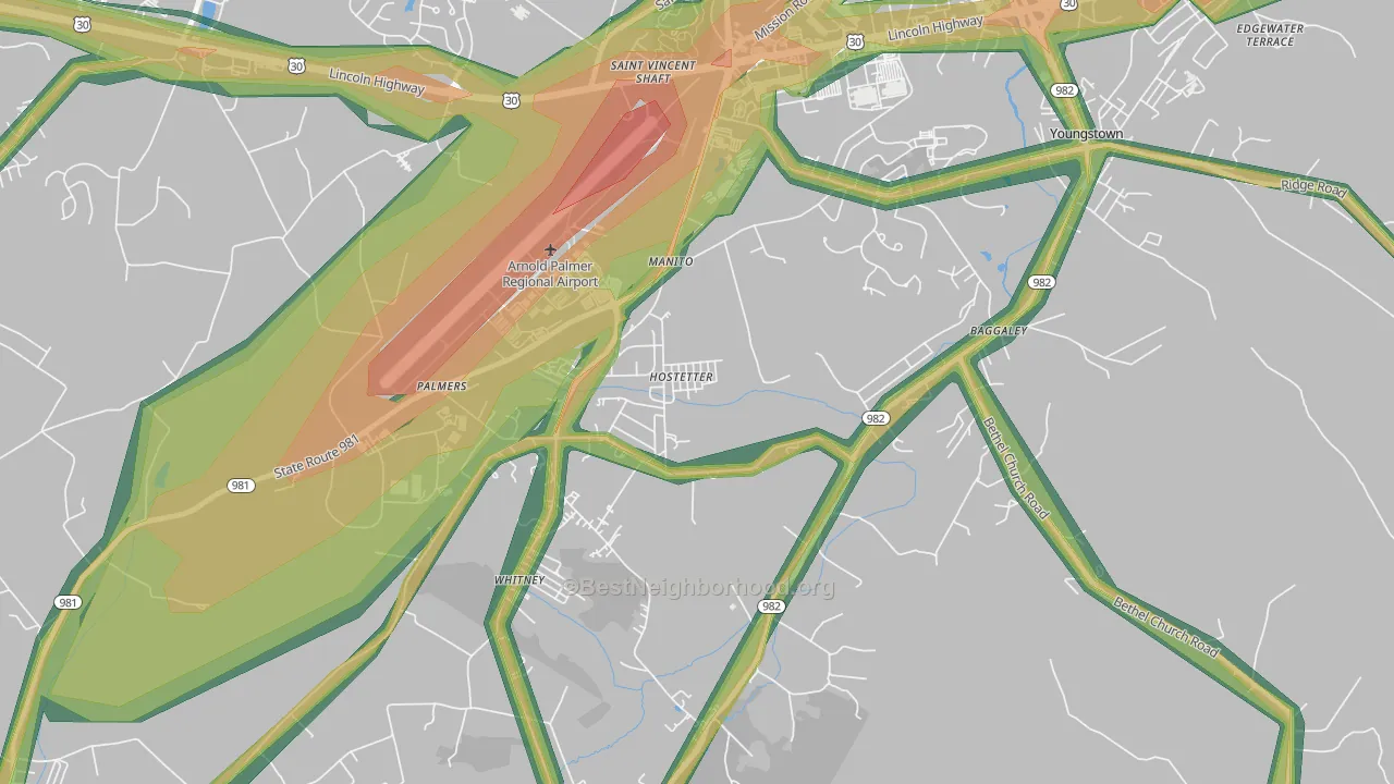 15638, PA Map of Noise Levels in 15638