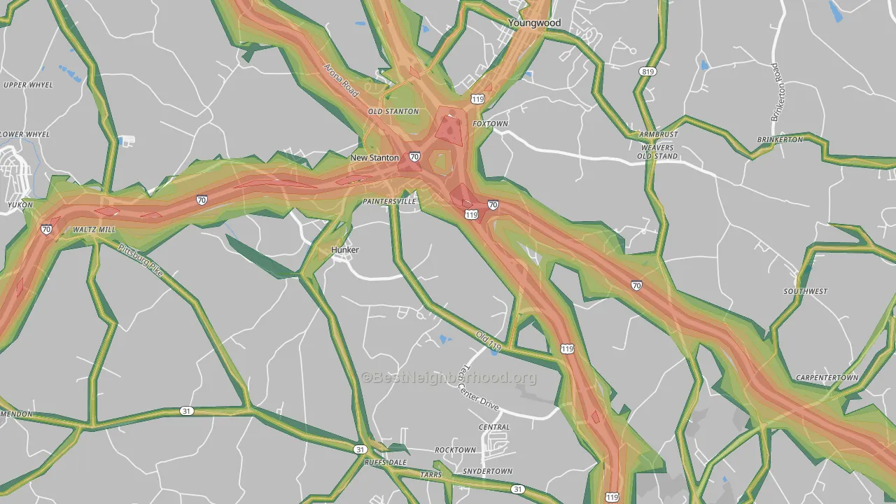 15639, PA Map of Noise Levels in 15639