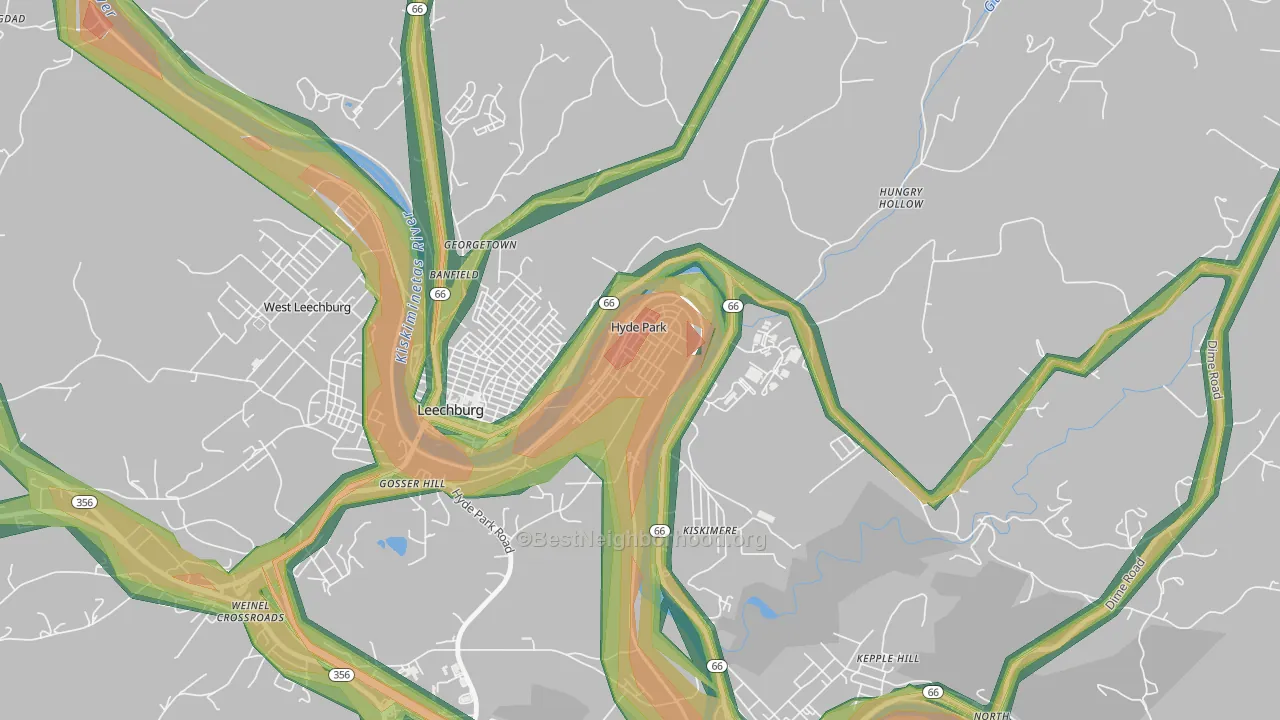 15641, PA Map of Noise Levels in 15641