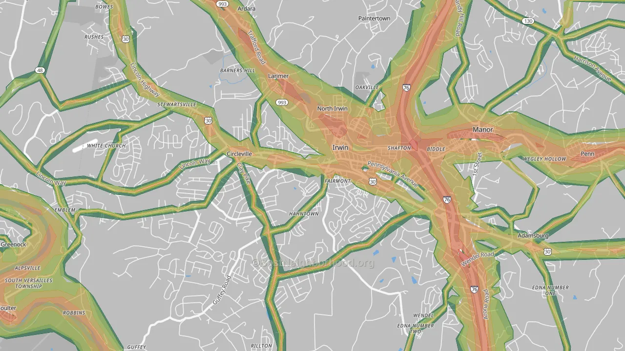 15642, PA Map of Noise Levels in 15642