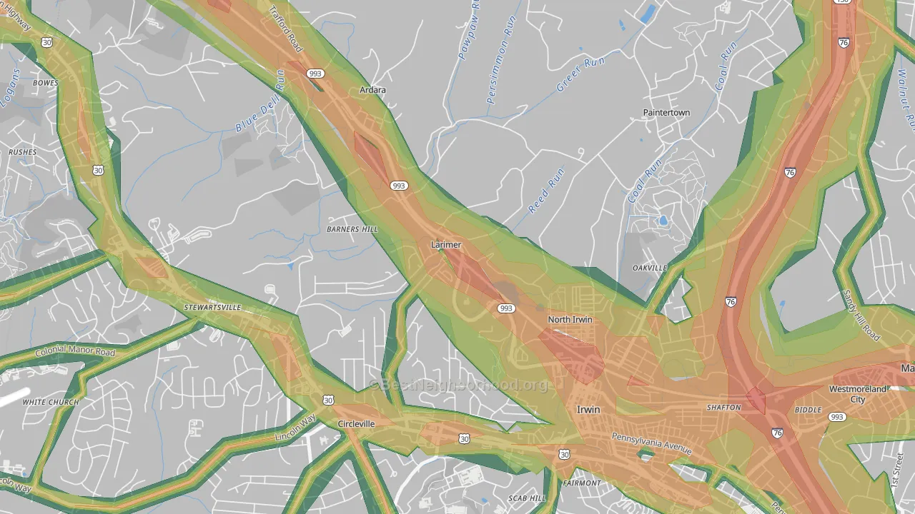 15647, PA Map of Noise Levels in 15647