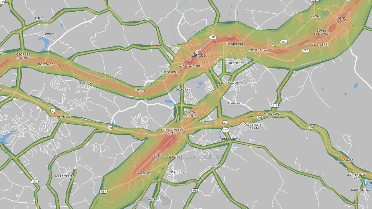 15650, PA Map of Noise Levels in 15650