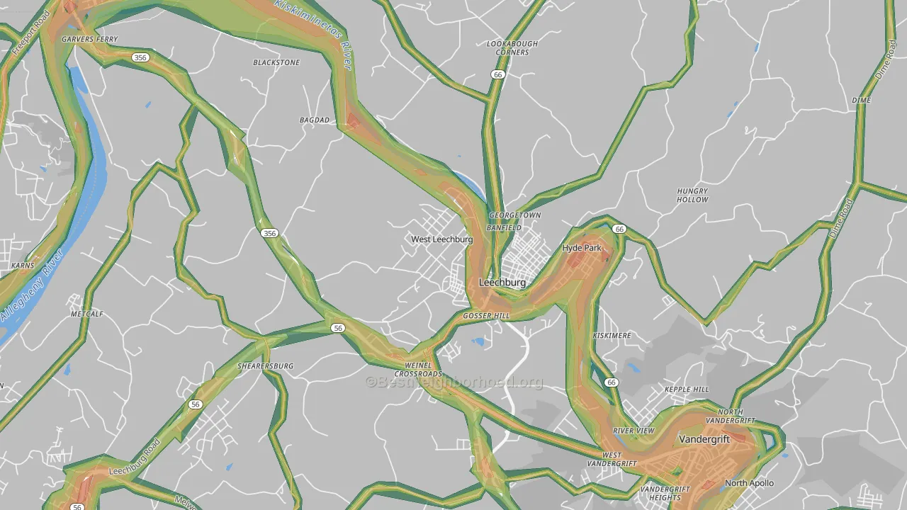 15656, PA Map of Noise Levels in 15656