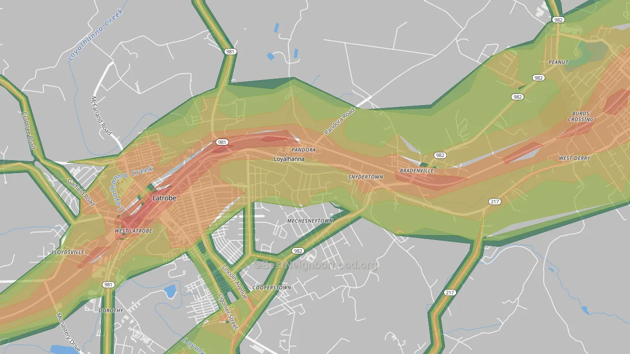 15661, PA Map of Noise Levels in 15661