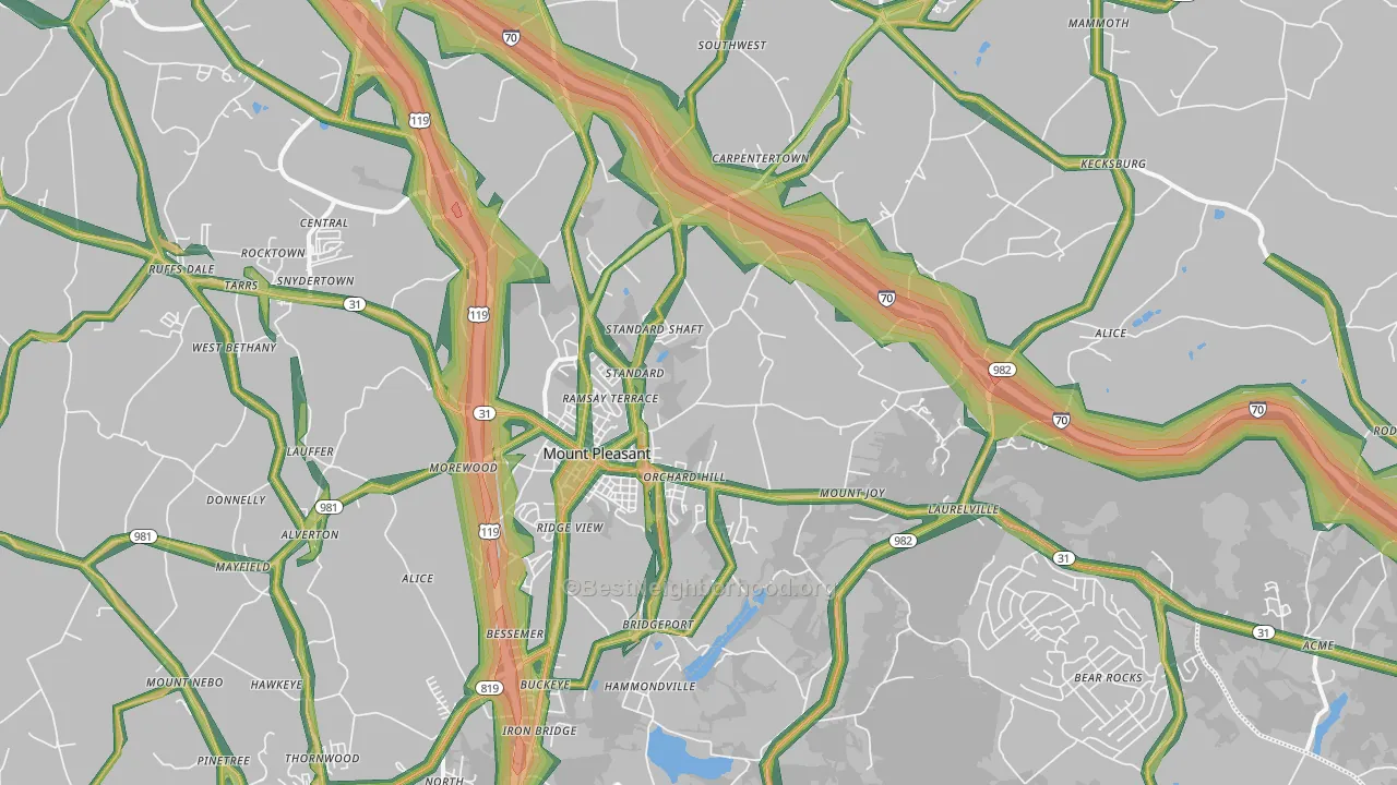 15666, PA Map of Noise Levels in 15666