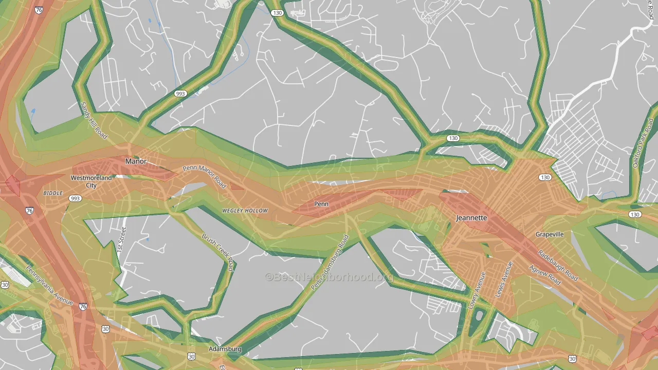 15675, PA Map of Noise Levels in 15675