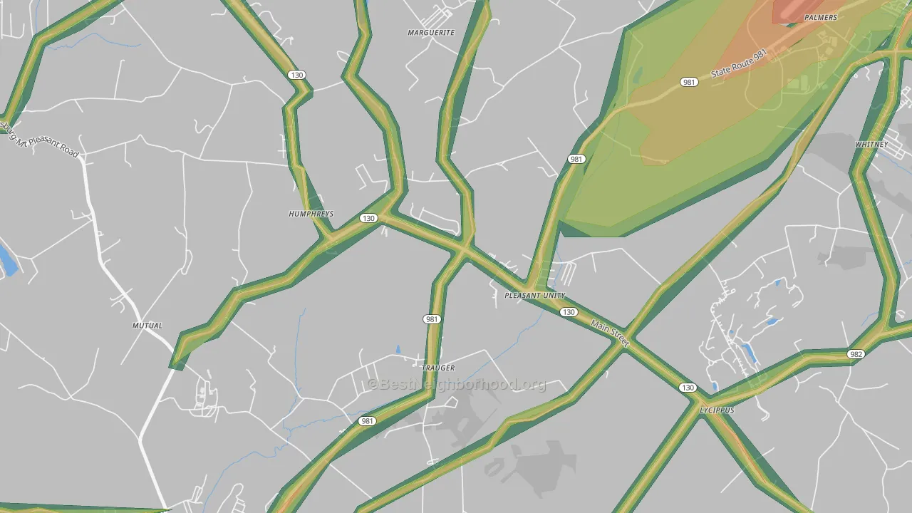 15676, PA Map of Noise Levels in 15676