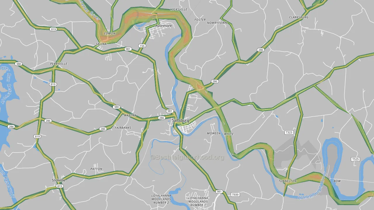 15681, PA Map of Noise Levels in 15681
