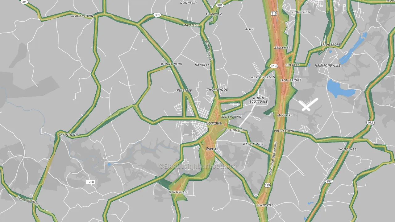 15683, PA Map of Noise Levels in 15683