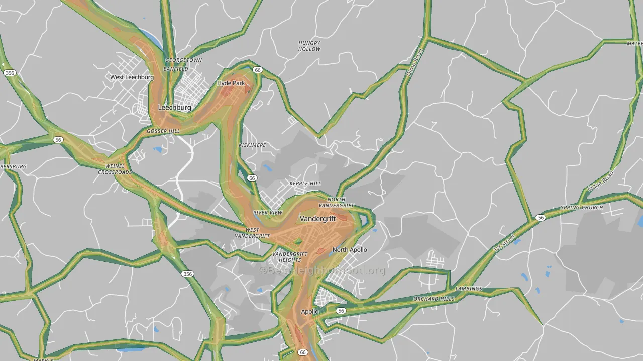 15690, PA Map of Noise Levels in 15690