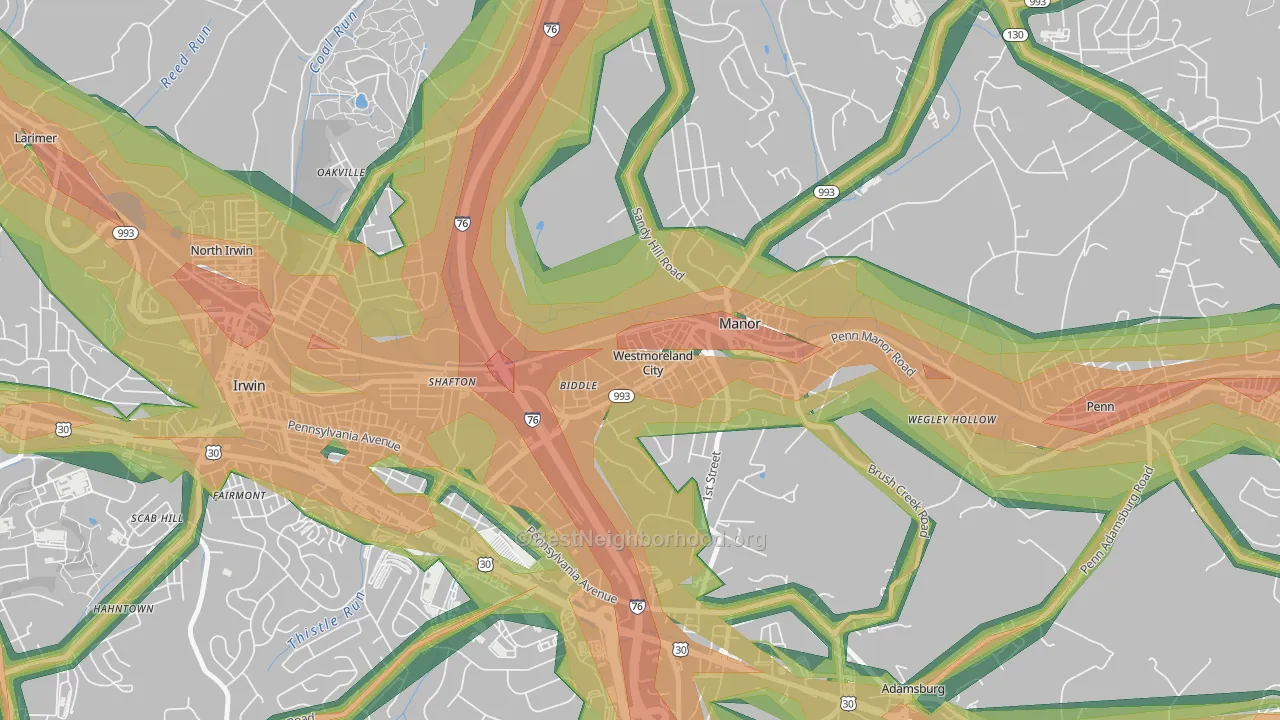15692, PA Map of Noise Levels in 15692