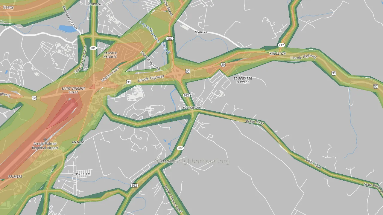 15696, PA Map of Noise Levels in 15696