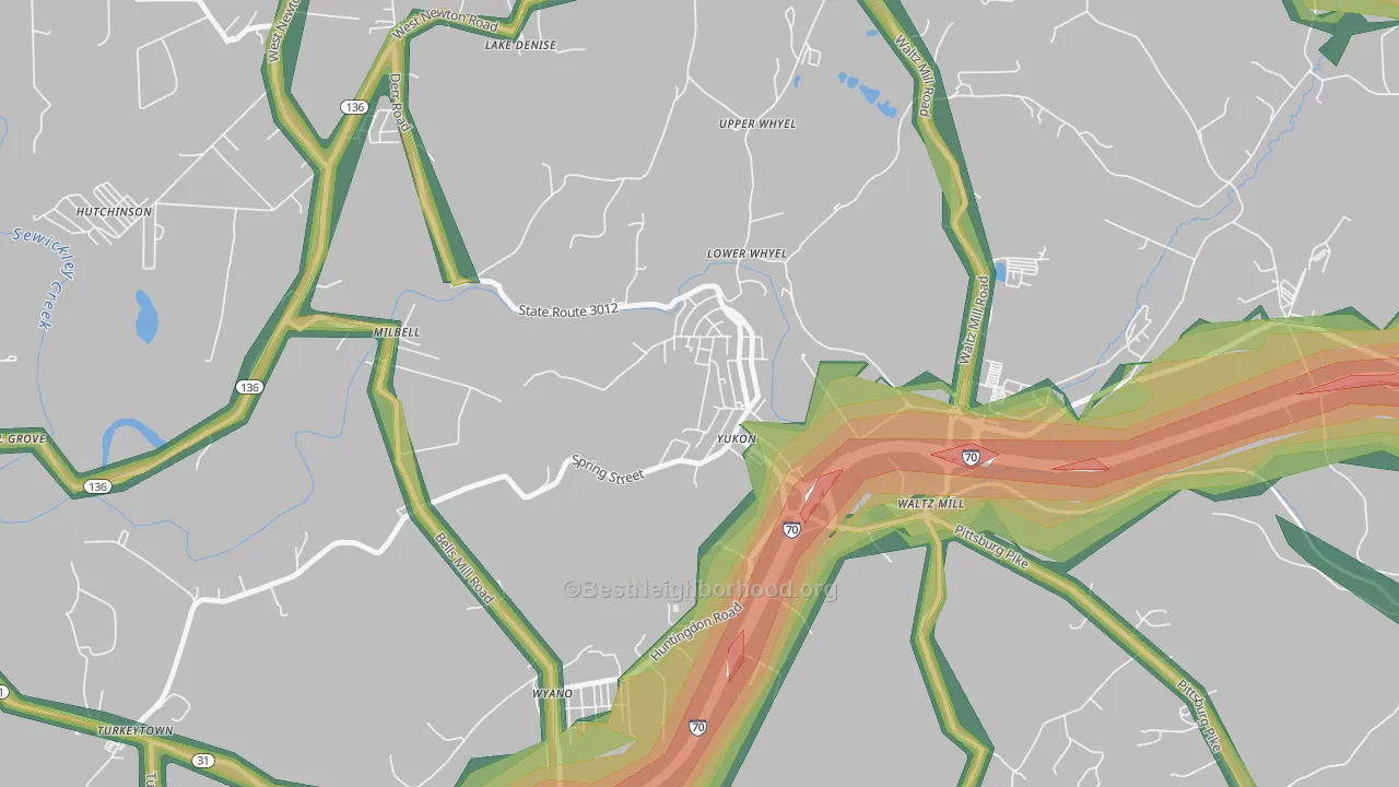 15698, PA Map of Noise Levels in 15698
