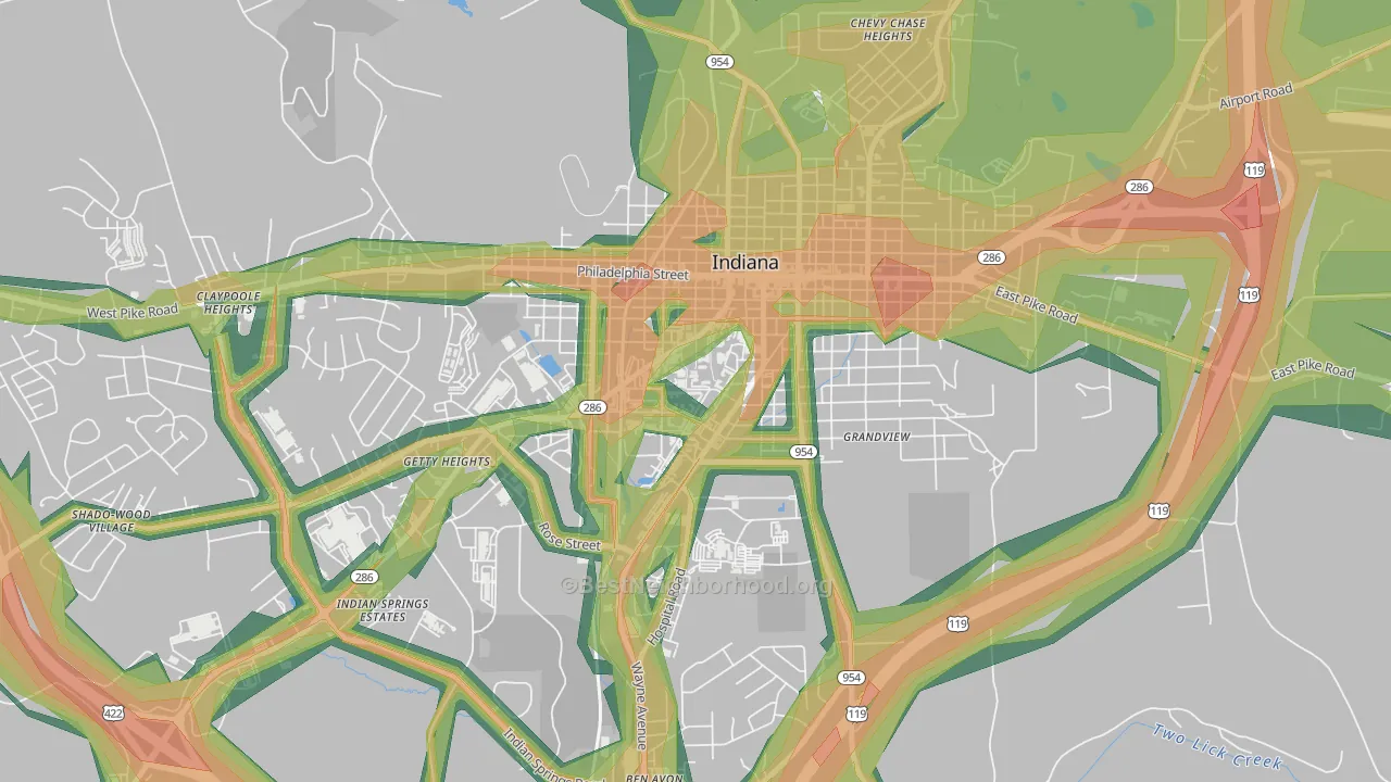 15705, PA Map of Noise Levels in 15705