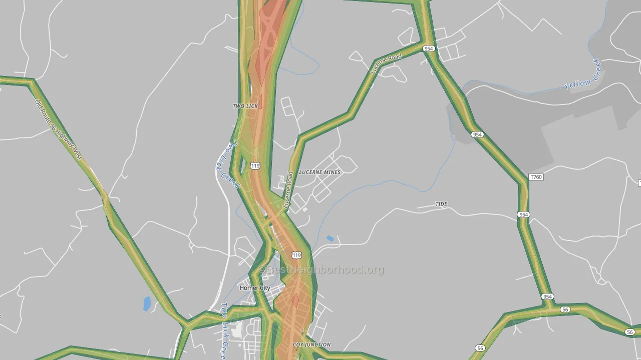 15754, PA Map of Noise Levels in 15754