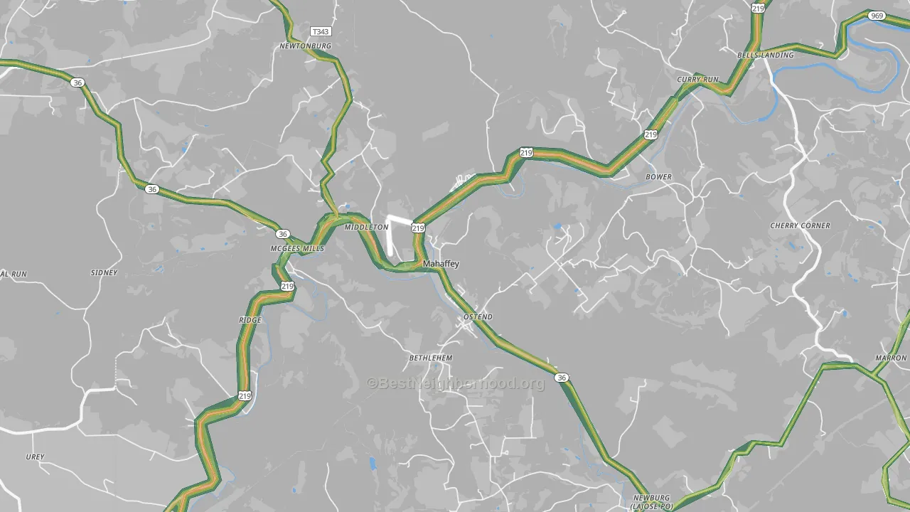 15757, PA Map of Noise Levels in 15757