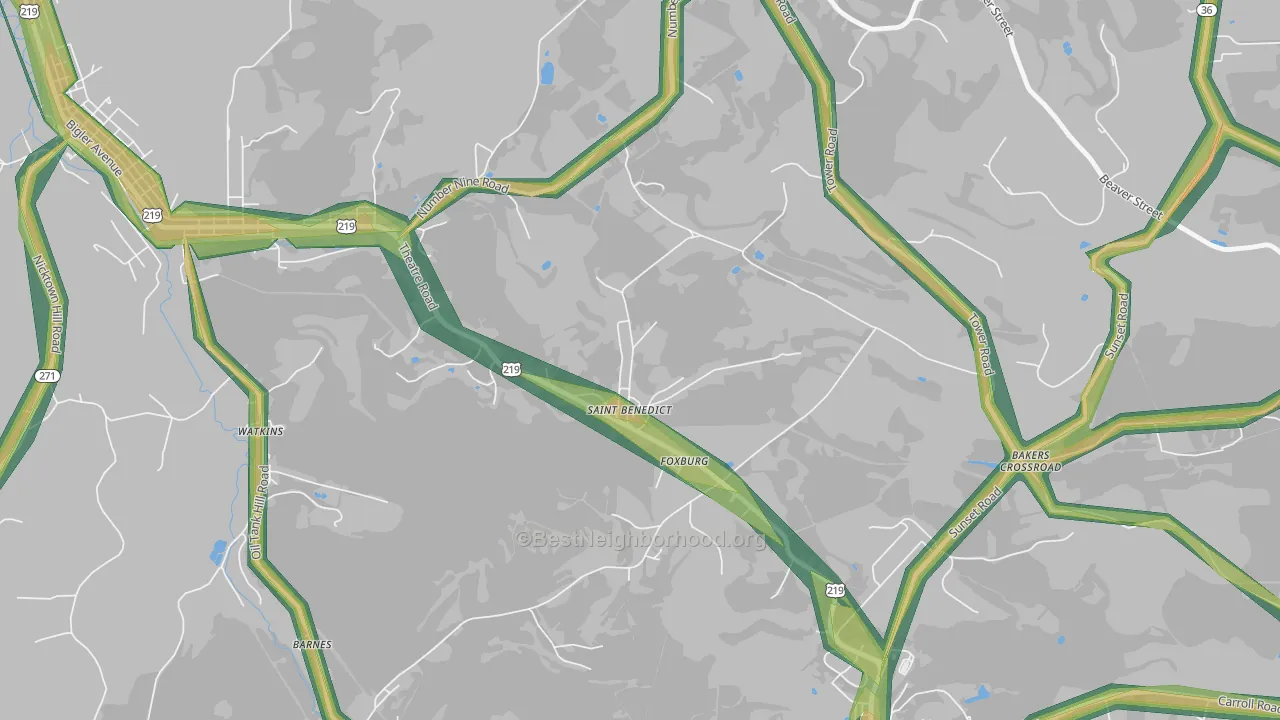 15773, PA Map of Noise Levels in 15773