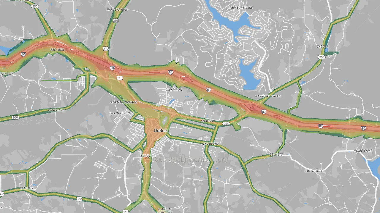 15801, PA Map of Noise Levels in 15801