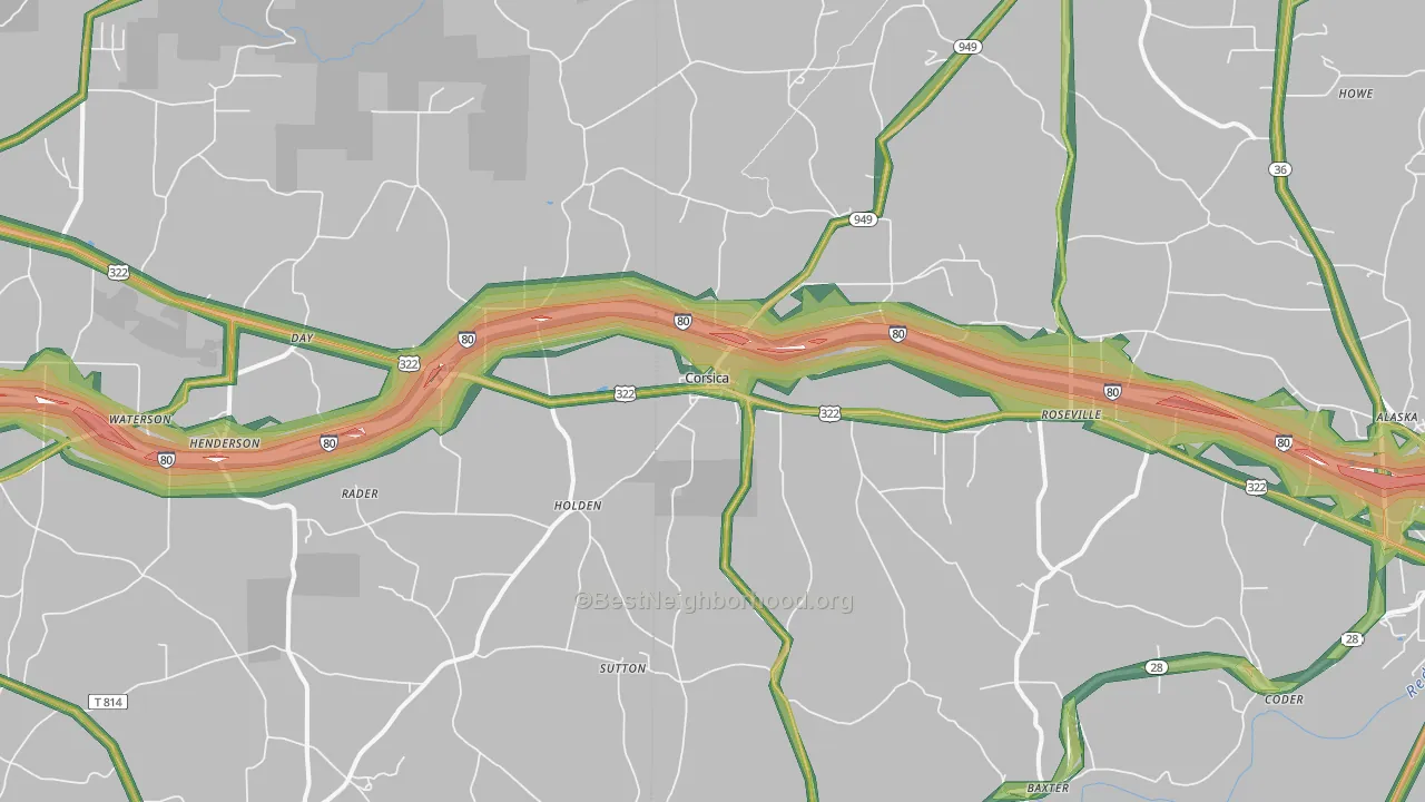 15829, PA Map of Noise Levels in 15829