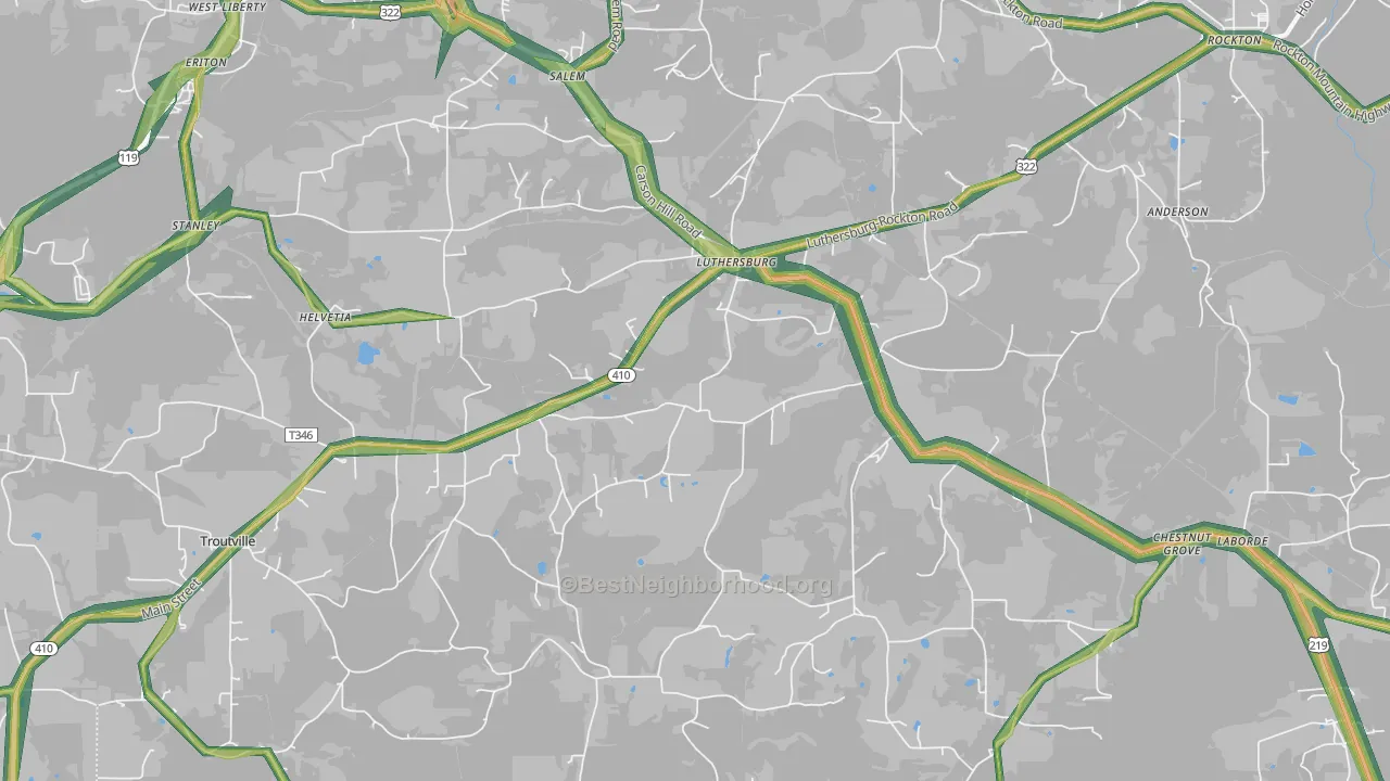 15848, PA Map of Noise Levels in 15848