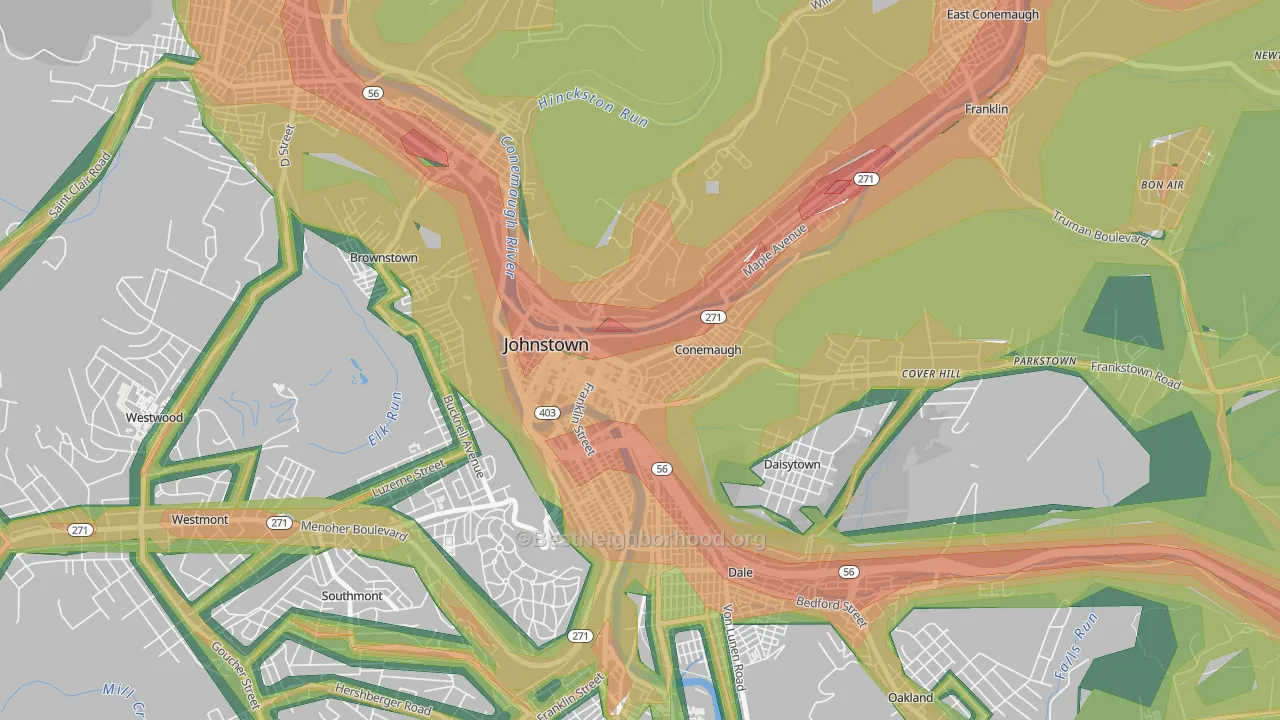15901, PA Map of Noise Levels in 15901