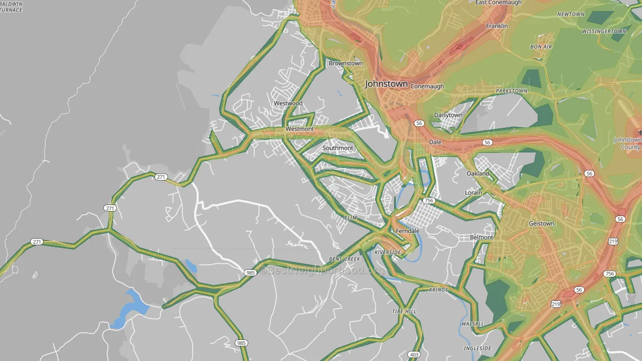 15905, PA Map of Noise Levels in 15905