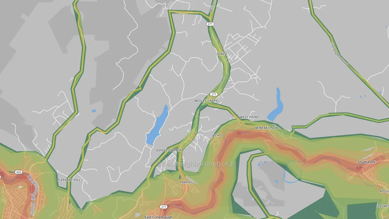 15909, PA Map of Noise Levels in 15909