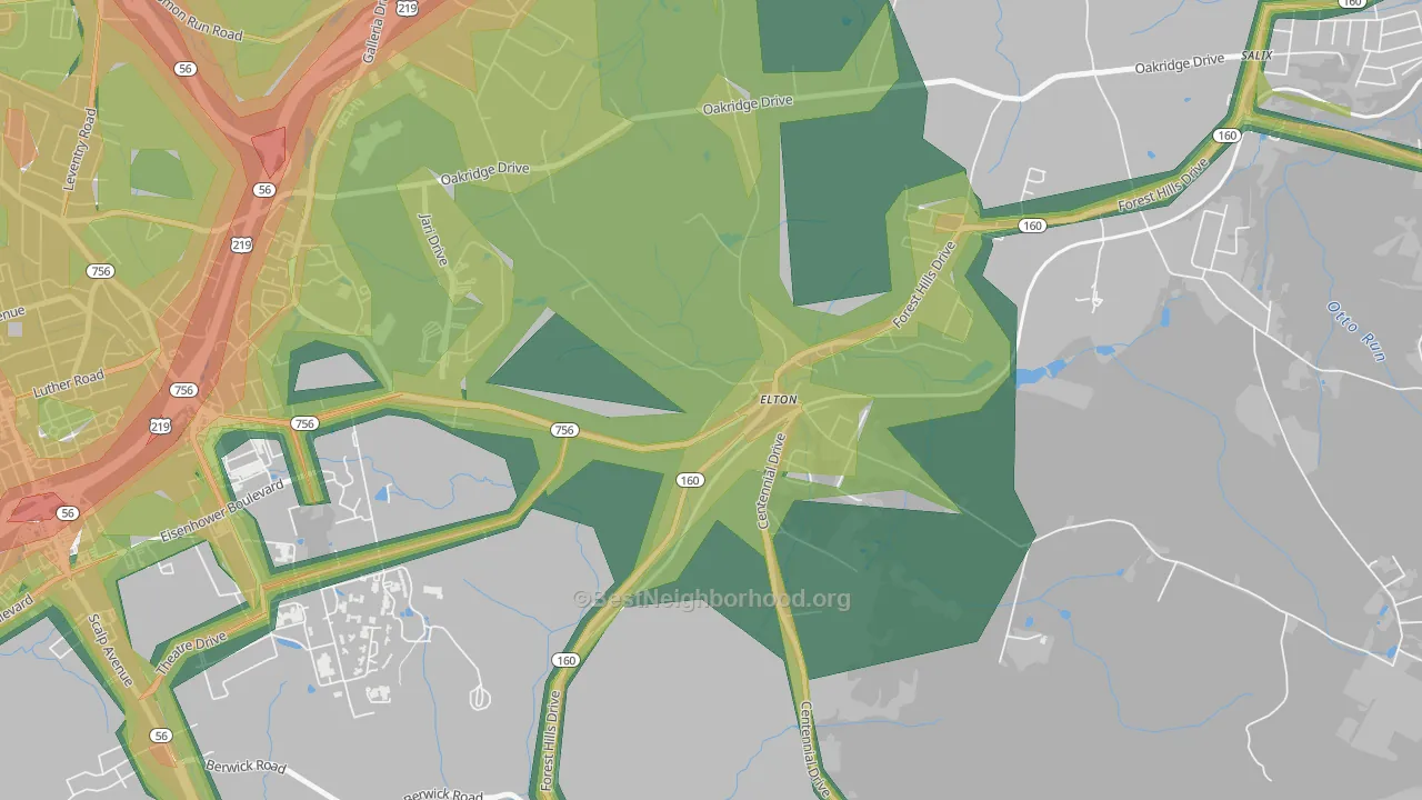 15934, PA Map of Noise Levels in 15934