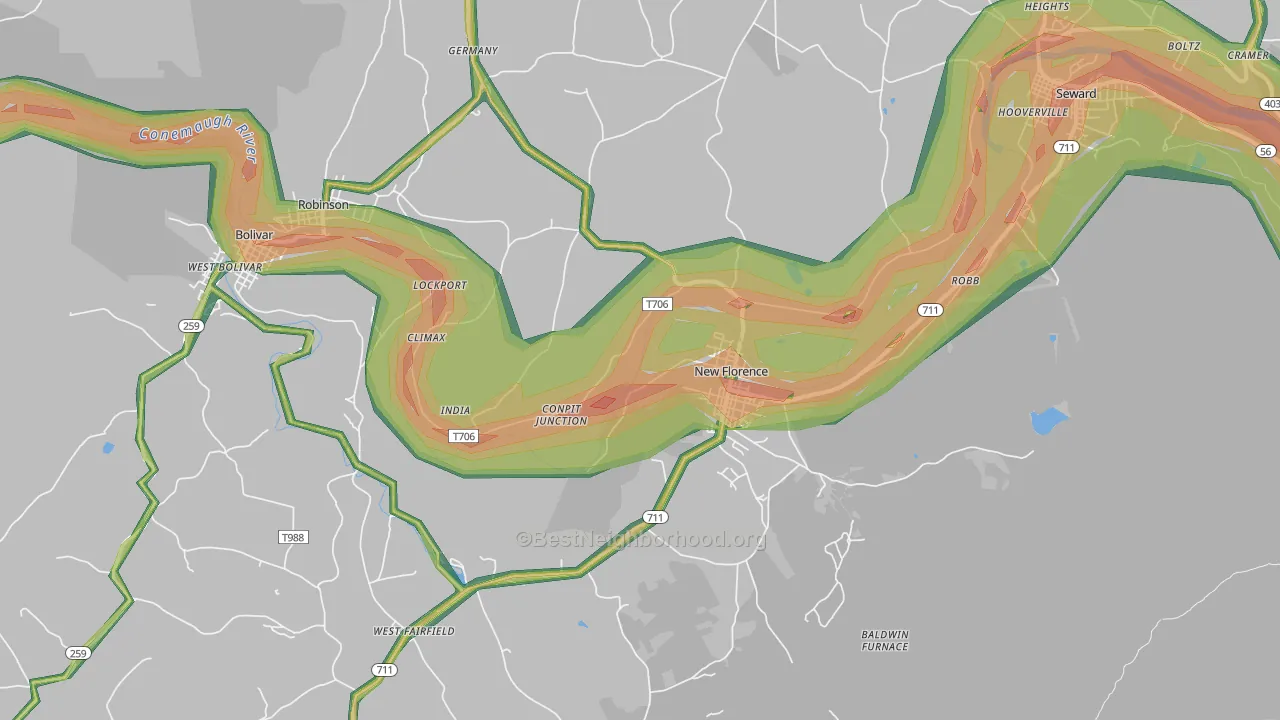 15944, PA Map of Noise Levels in 15944