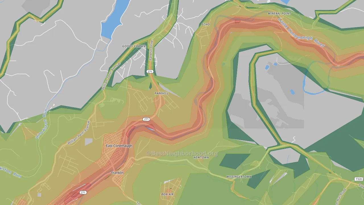 15945, PA Map of Noise Levels in 15945
