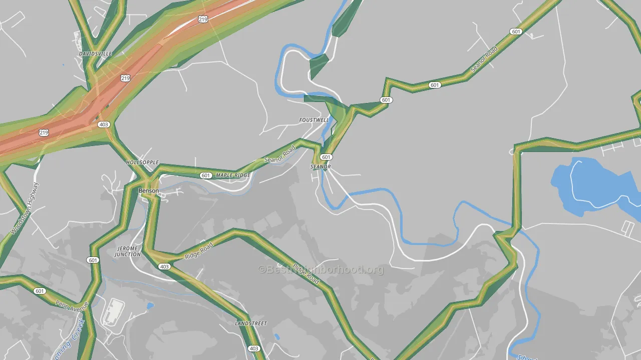 15953, PA Map of Noise Levels in 15953