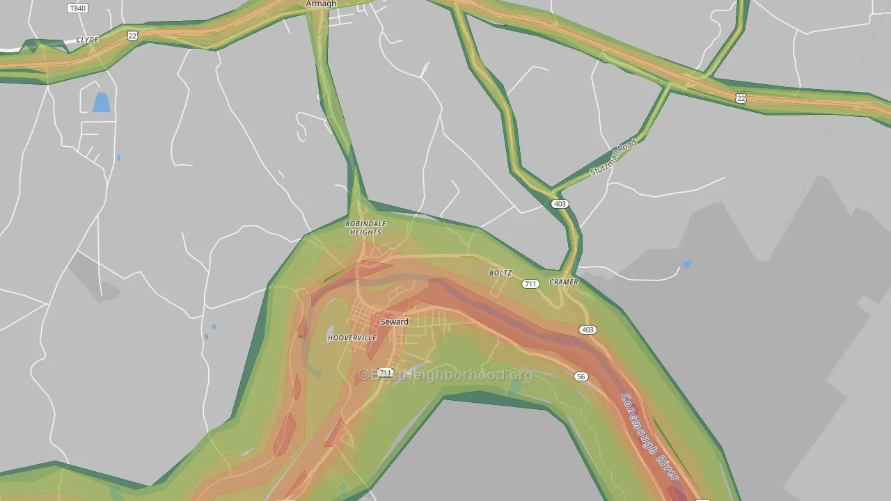 15954, PA Map of Noise Levels in 15954