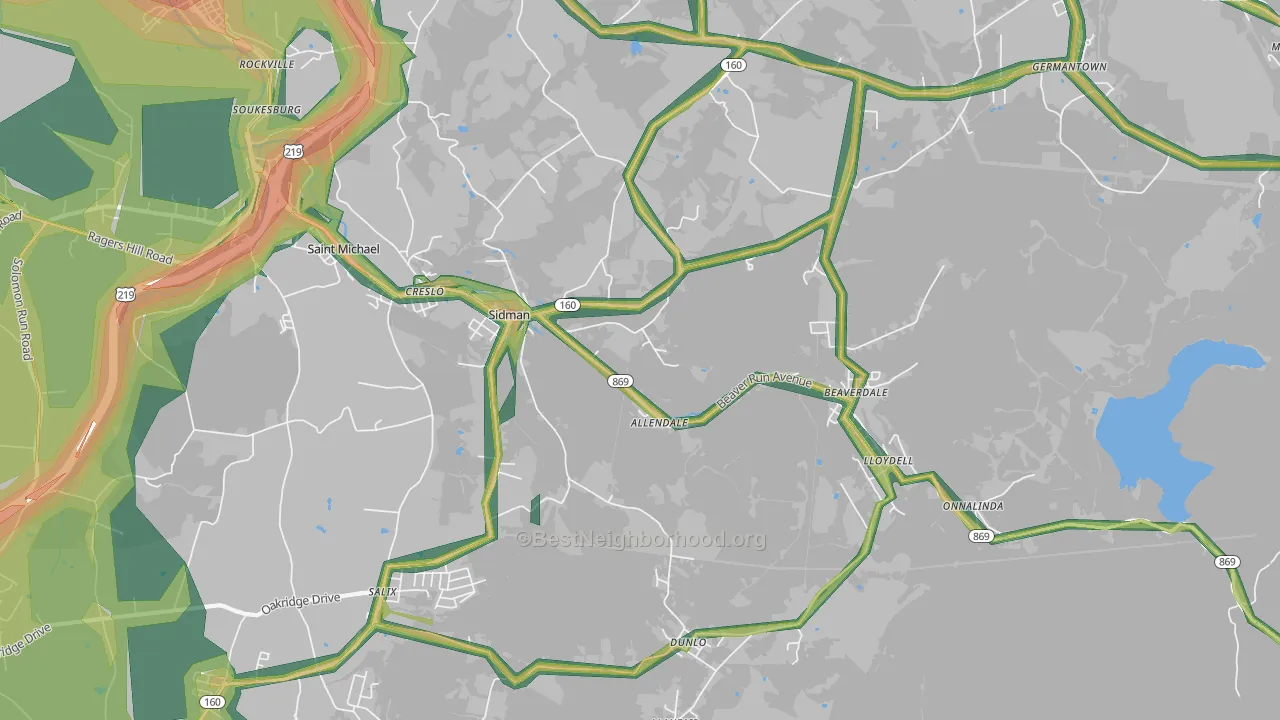 15955, PA Map of Noise Levels in 15955
