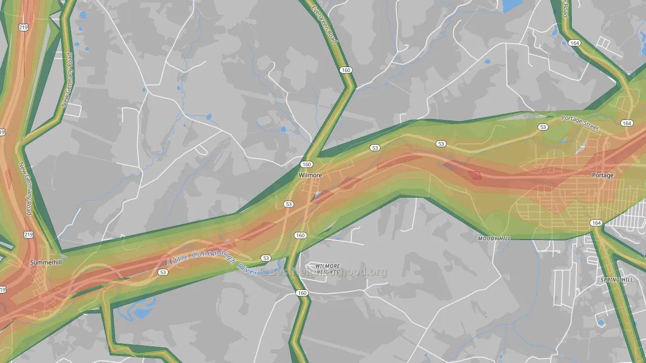 15962, PA Map of Noise Levels in 15962