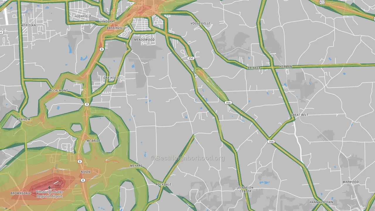 16002, PA Map of Noise Levels in 16002