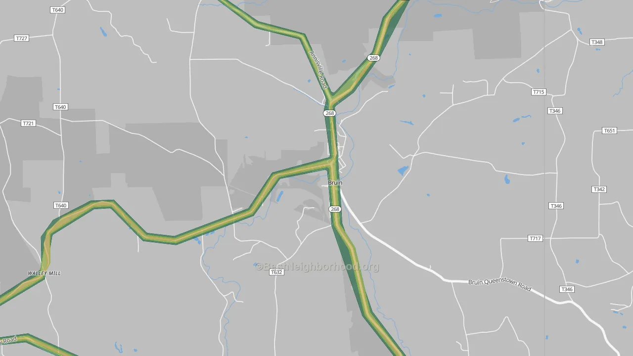 16022, PA Map of Noise Levels in 16022