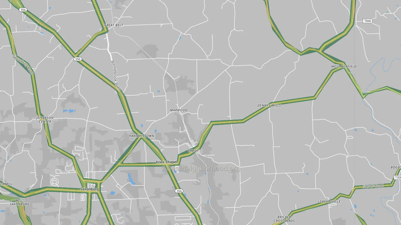 16023, PA Map of Noise Levels in 16023