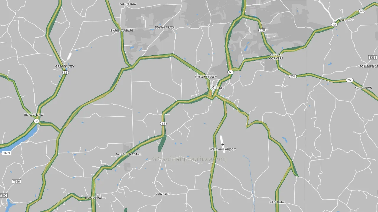 16025, PA Map of Noise Levels in 16025
