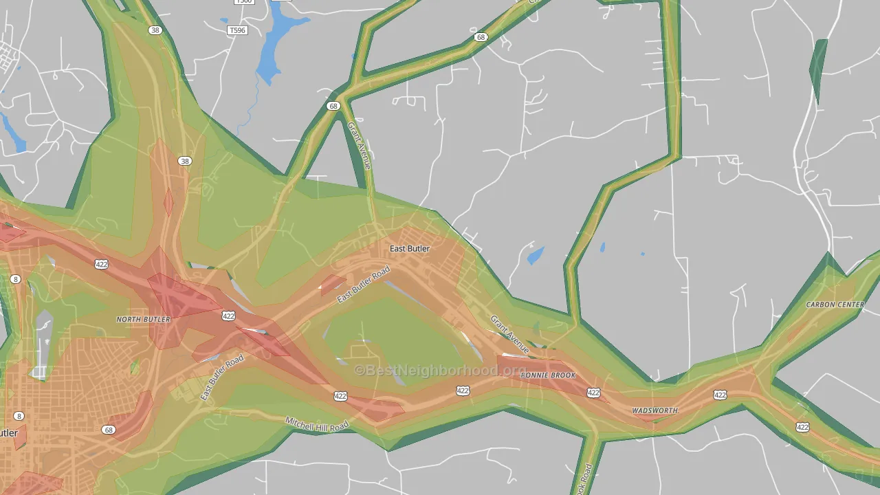 16029, PA Map of Noise Levels in 16029